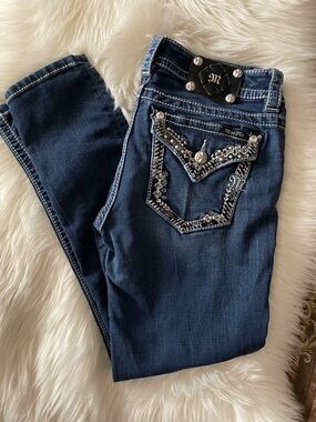 Miss Me Embellished Dark Blue Skinny Jeans